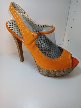 Jessica Simpson's Women’s Orange Peep-Toe Platform Slingback Heels Size 11